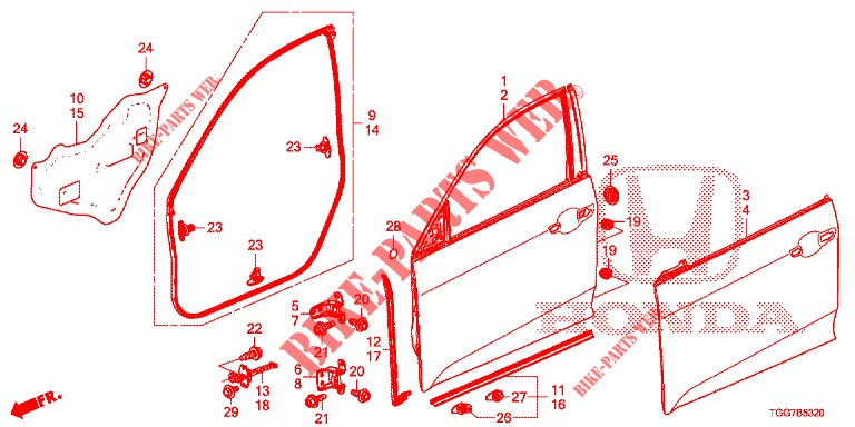 FRONT DOOR PANELS (2D)  for Honda CIVIC  1.0 ENTRY 5 Doors 6 speed manual 2018
