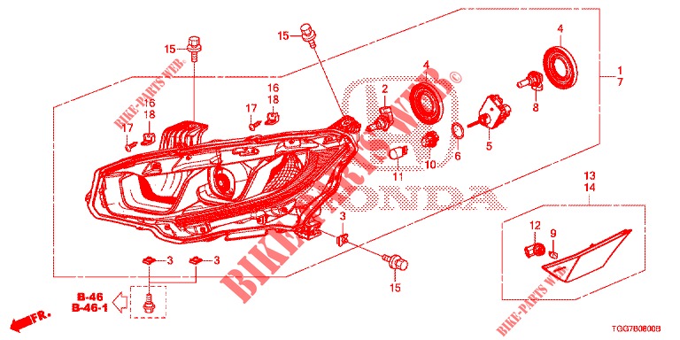 HEADLIGHT (HALOGENE) for Honda CIVIC  1.0 ENTRY 5 Doors 6 speed manual 2018