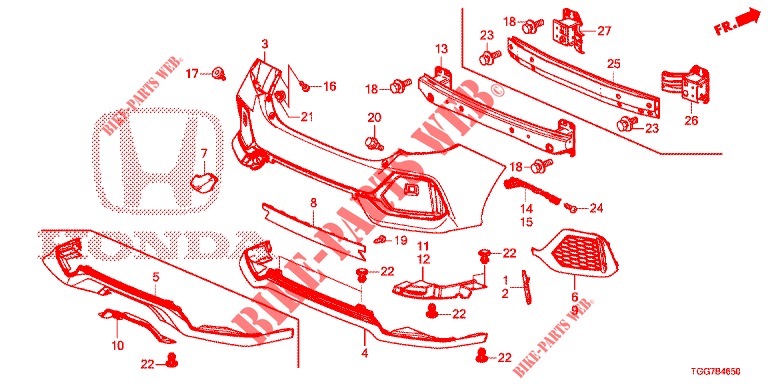REAR BUMPER  for Honda CIVIC  1.0 ENTRY 5 Doors 6 speed manual 2018