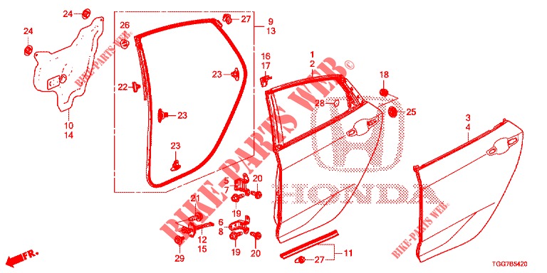 REAR DOOR PANELS (4D)  for Honda CIVIC  1.0 ENTRY 5 Doors 6 speed manual 2018