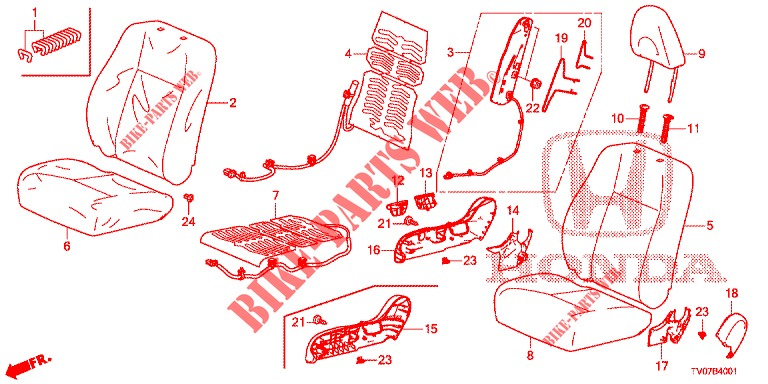 FRONT SEAT/SEATBELTS (D.) (LH) for Honda NSX 3.5 FIF 2 Doors DCT 2019