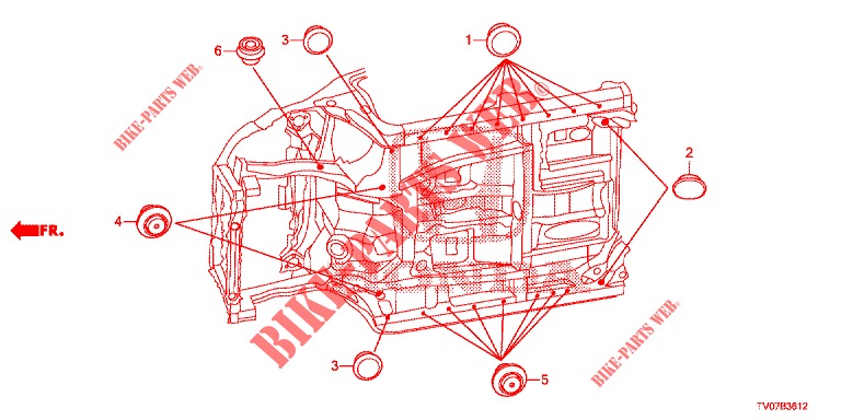 GROMMET (INFERIEUR) for Honda NSX 3.5 FIF 2 Doors DCT 2019