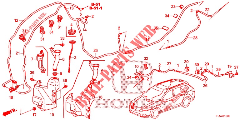 FRONT WINDSHIELD WASHER (KE,KG) for Honda ACCORD TOURER 2.0 ELEGANCE 5 Doors 5 speed automatic 2015