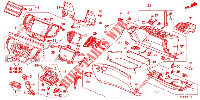 INSTRUMENT GARNISH (COTE DE PASSAGER) (LH) for Honda ACCORD TOURER DIESEL 2.2 COMFORT 5 Doors 5 speed automatic 2015