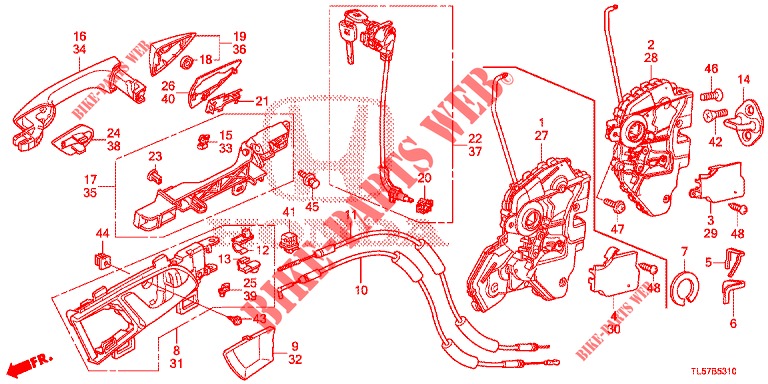FRONT DOOR LOCKS/OUTER HA NDLE  for Honda ACCORD TOURER 2.4 EXECUTIVE 5 Doors 6 speed manual 2014