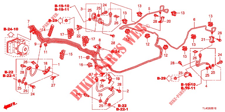 BRAKE LINES (VSA) (LH) for Honda ACCORD TOURER 2.0 ELEGANCE PACK 5 Doors 6 speed manual 2013