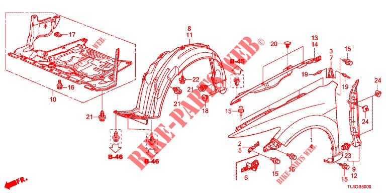 FRONT FENDERS  for Honda ACCORD TOURER 2.0 ELEGANCE PACK 5 Doors 6 speed manual 2013