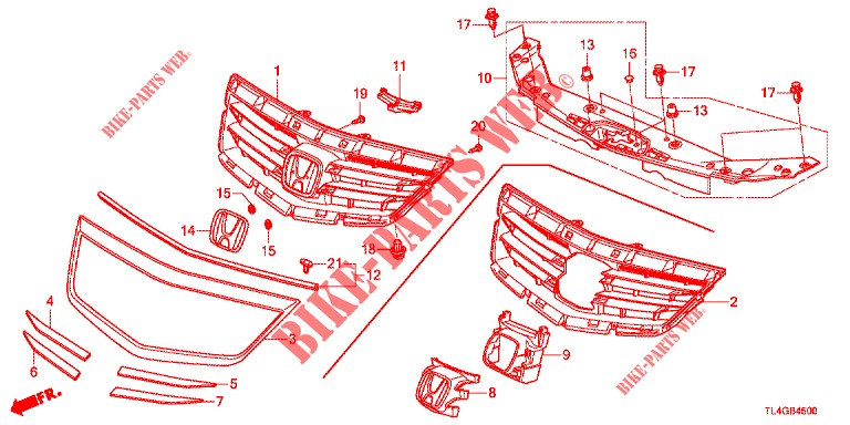 FRONT GRILLE/MOLDING  for Honda ACCORD TOURER 2.0 ELEGANCE PACK 5 Doors 6 speed manual 2013