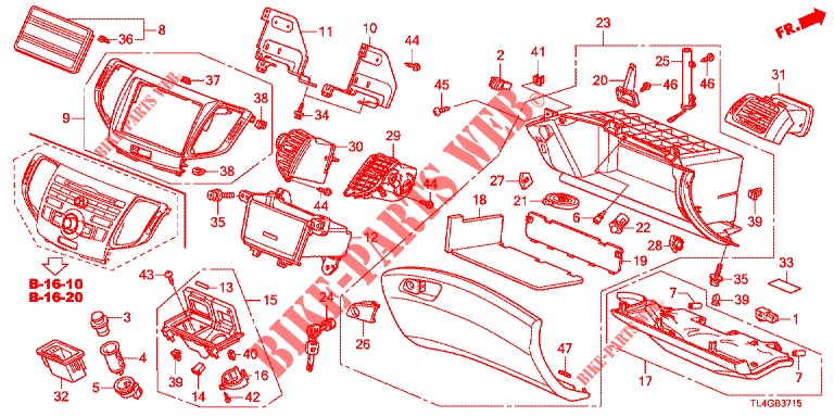 INSTRUMENT GARNISH (COTE DE PASSAGER) (LH) for Honda ACCORD TOURER 2.0 ELEGANCE PACK 5 Doors 6 speed manual 2013