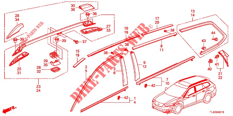 MOLDING/ROOF RAIL  for Honda ACCORD TOURER 2.0 ELEGANCE PACK 5 Doors 6 speed manual 2013