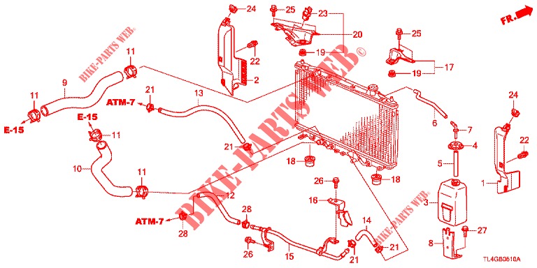 RADIATOR HOSE/RESERVE TAN K (2.0L) for Honda ACCORD TOURER 2.0 ELEGANCE PACK 5 Doors 6 speed manual 2013