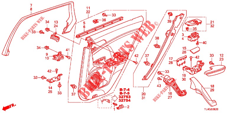 REAR DOOR LINING (4D)  for Honda ACCORD TOURER 2.0 ELEGANCE PACK 5 Doors 6 speed manual 2013