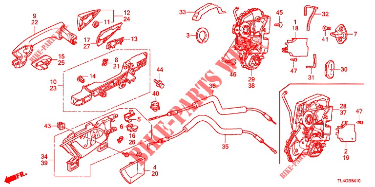 REAR DOOR LOCKS/OUTER HAN DLE  for Honda ACCORD TOURER 2.0 ELEGANCE PACK 5 Doors 6 speed manual 2013