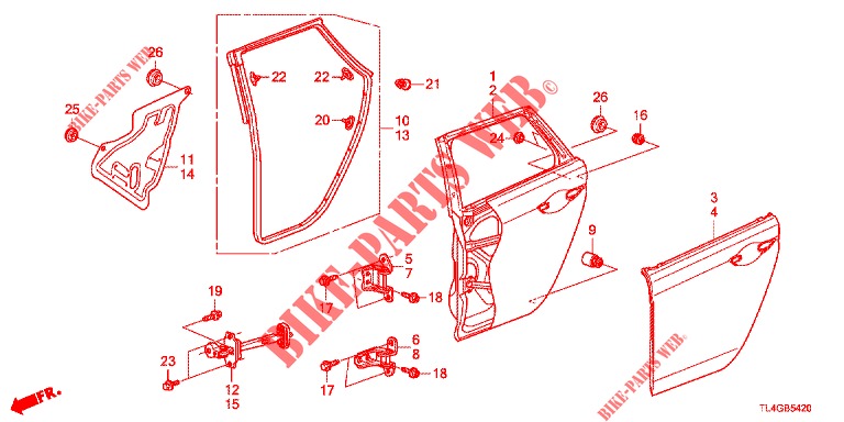 REAR DOOR PANELS (4D)  for Honda ACCORD TOURER 2.0 ELEGANCE PACK 5 Doors 6 speed manual 2013
