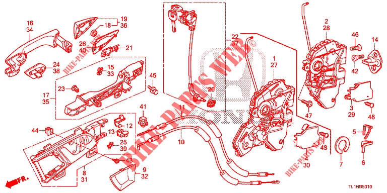 FRONT DOOR LOCKS/OUTER HA NDLE  for Honda ACCORD 2.0 ELEGANCE PACK 4 Doors 6 speed manual 2014