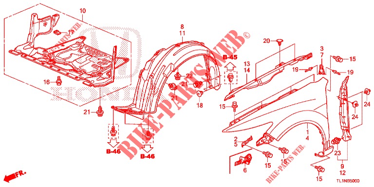 FRONT FENDERS  for Honda ACCORD DIESEL 2.2 ELEGANCE 4 Doors 6 speed manual 2014