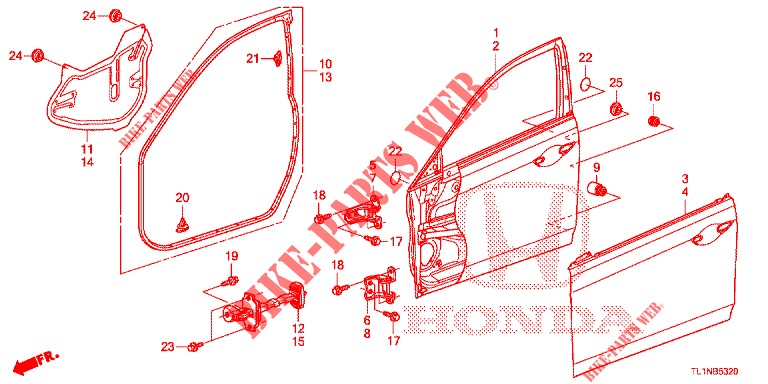 FRONT DOOR PANELS (2D)  for Honda ACCORD DIESEL 2.2 LUXURY 4 Doors 5 speed automatic 2014
