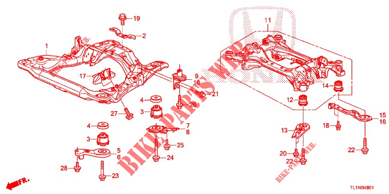 FRONT SUB FRAME/REAR BEAM (DIESEL) for Honda ACCORD DIESEL 2.2 LUXURY 4 Doors 5 speed automatic 2014