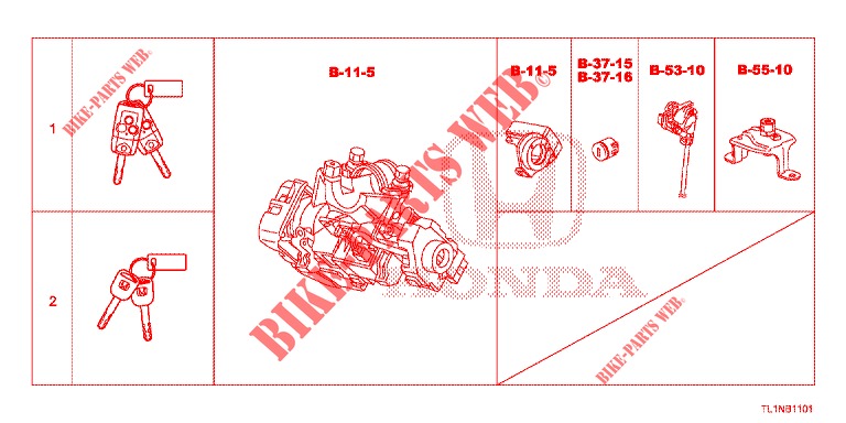 KEY CYLINDER SET(LH)  for Honda ACCORD DIESEL 2.2 LUXURY 4 Doors 5 speed automatic 2014