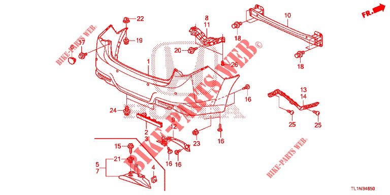 REAR BUMPER  for Honda ACCORD DIESEL 2.2 LUXURY 4 Doors 5 speed automatic 2014