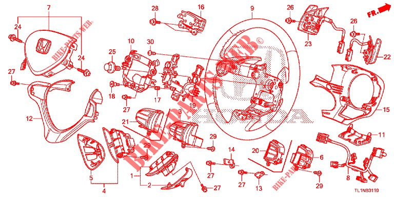 STEERING WHEEL (SRS) for Honda ACCORD DIESEL 2.2 LUXURY 4 Doors 5 speed automatic 2014