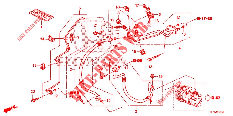 AIR CONDITIONER (FLEXIBLES/TUYAUX) (2.0L) (LH) for Honda ACCORD 2.0 COMFORT 4 Doors 6 speed manual 2015