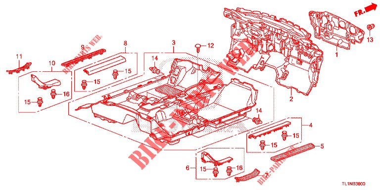FLOOR MAT/INSULATOR  for Honda ACCORD 2.0 COMFORT 4 Doors 6 speed manual 2015