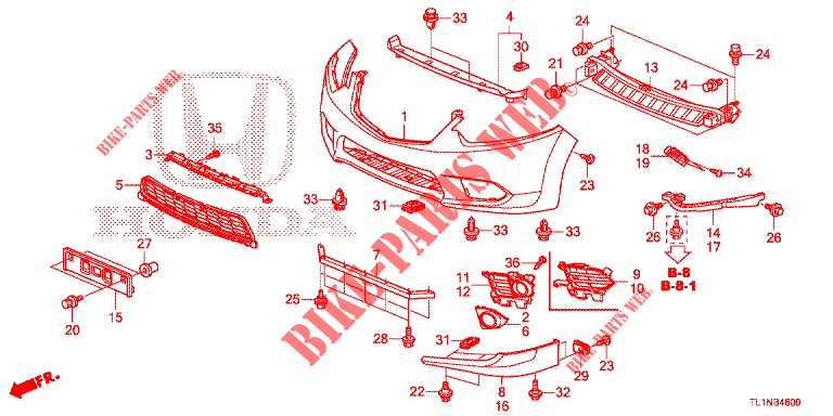 FRONT BUMPER  for Honda ACCORD 2.0 COMFORT 4 Doors 6 speed manual 2015