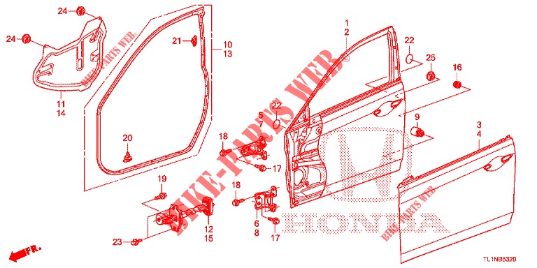 FRONT DOOR PANELS (2D)  for Honda ACCORD 2.0 COMFORT 4 Doors 6 speed manual 2015