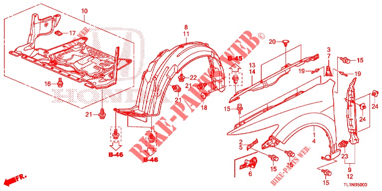 FRONT FENDERS  for Honda ACCORD 2.0 COMFORT 4 Doors 6 speed manual 2015