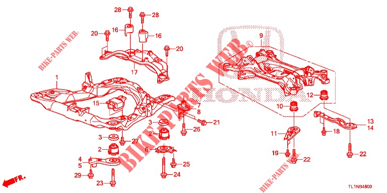FRONT SUB FRAME/REAR BEAM  for Honda ACCORD 2.0 COMFORT 4 Doors 6 speed manual 2015