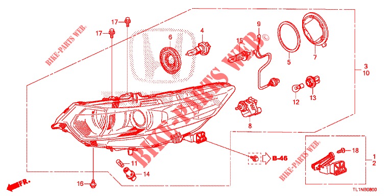 HEADLIGHT  for Honda ACCORD 2.0 COMFORT 4 Doors 6 speed manual 2015