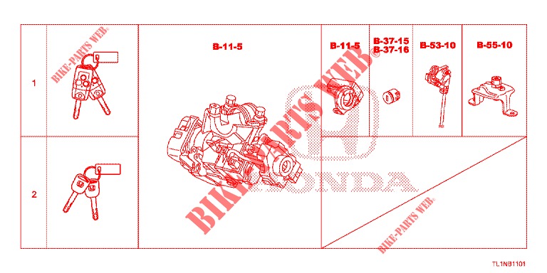 KEY CYLINDER SET(LH)  for Honda ACCORD 2.0 COMFORT 4 Doors 6 speed manual 2015