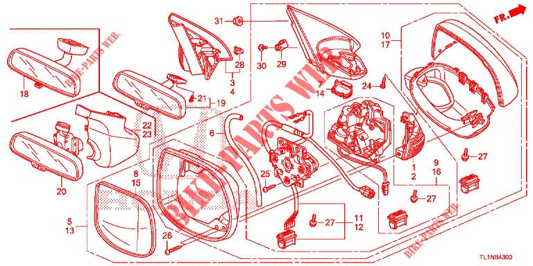 MIRROR/SUNVISOR  for Honda ACCORD 2.0 COMFORT 4 Doors 6 speed manual 2015