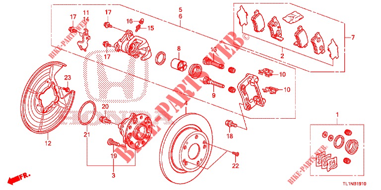 REAR BRAKE (1) for Honda ACCORD 2.0 COMFORT 4 Doors 6 speed manual 2015