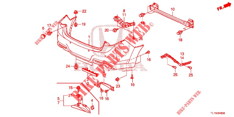 REAR BUMPER  for Honda ACCORD 2.0 COMFORT 4 Doors 6 speed manual 2015
