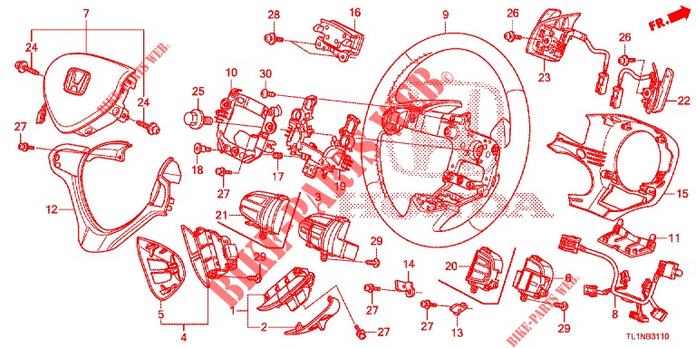 STEERING WHEEL (SRS) for Honda ACCORD 2.0 COMFORT 4 Doors 6 speed manual 2015