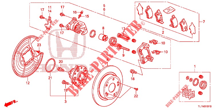 REAR BRAKE (1) for Honda ACCORD 2.0 ELEGANCE PACK 4 Doors 6 speed manual 2015