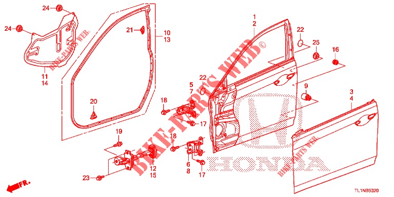 FRONT DOOR PANELS (2D)  for Honda ACCORD 2.0 ELEGANCE PACK 4 Doors 5 speed automatic 2015
