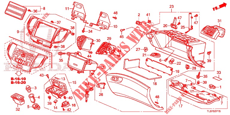 INSTRUMENT GARNISH (COTE DE PASSAGER) (LH) for Honda ACCORD TOURER DIESEL 2.2 LUXURY 5 Doors 6 speed manual 2014