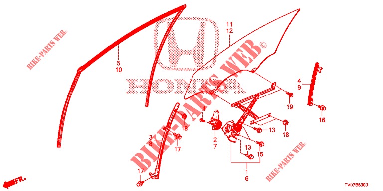 FRONT DOOR WINDOWS/REGULA TOR  for Honda CIVIC 1.4 COMFORT 5 Doors 6 speed manual 2012
