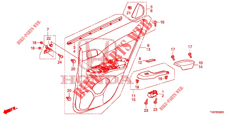 REAR DOOR LINING (4D)  for Honda CIVIC 1.4 COMFORT 5 Doors 6 speed manual 2012