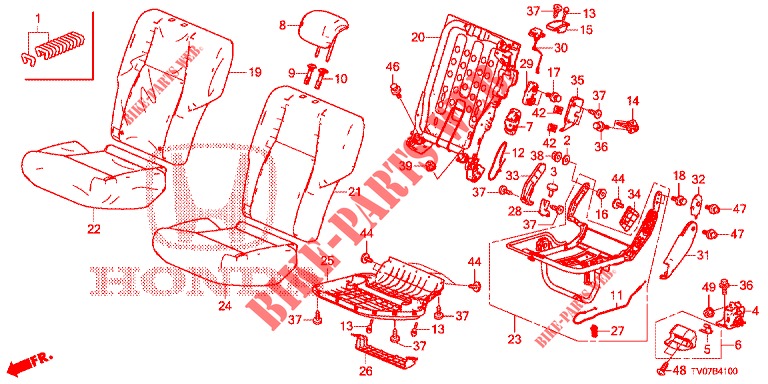 REAR SEAT/SEATBELT (G.) for Honda CIVIC 1.4 COMFORT 5 Doors 6 speed manual 2012