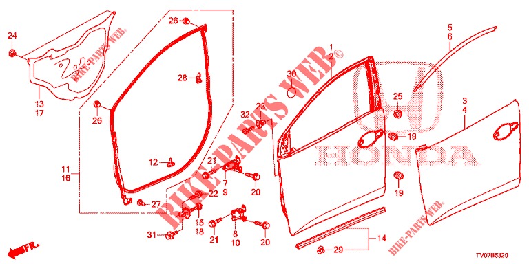 FRONT DOOR PANELS (2D)  for Honda CIVIC 1.4 S 5 Doors 6 speed manual 2012