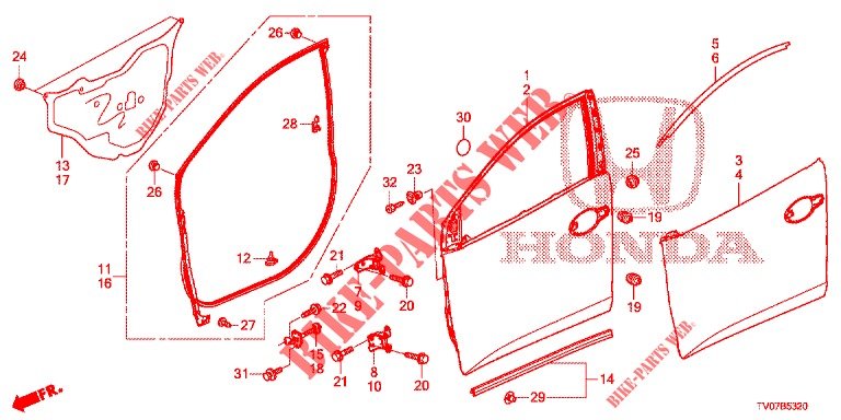 FRONT DOOR PANELS (2D)  for Honda CIVIC 1.8 S 5 Doors 6 speed manual 2012