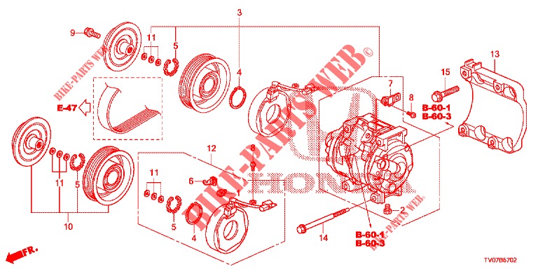 AIR CONDITIONER (COMPRESSEUR) (DIESEL) (2.2L) for Honda CIVIC DIESEL 2.2 ELEGANCE 5 Doors 6 speed manual 2012