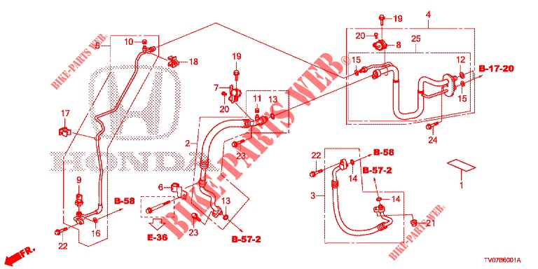 AIR CONDITIONER (FLEXIBLES/TUYAUX) (DIESEL) (2.2L) (LH) for Honda CIVIC DIESEL 2.2 ELEGANCE 5 Doors 6 speed manual 2012