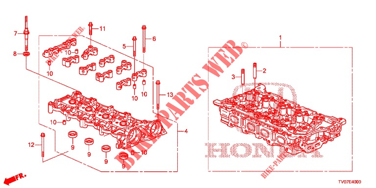CYLINDER HEAD (DIESEL) (2.2L) for Honda CIVIC DIESEL 2.2 ELEGANCE 5 Doors 6 speed manual 2012