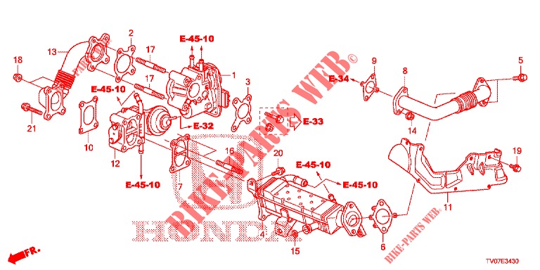 EGR VALVE (DIESEL) (2.2L) for Honda CIVIC DIESEL 2.2 ELEGANCE 5 Doors 6 speed manual 2012
