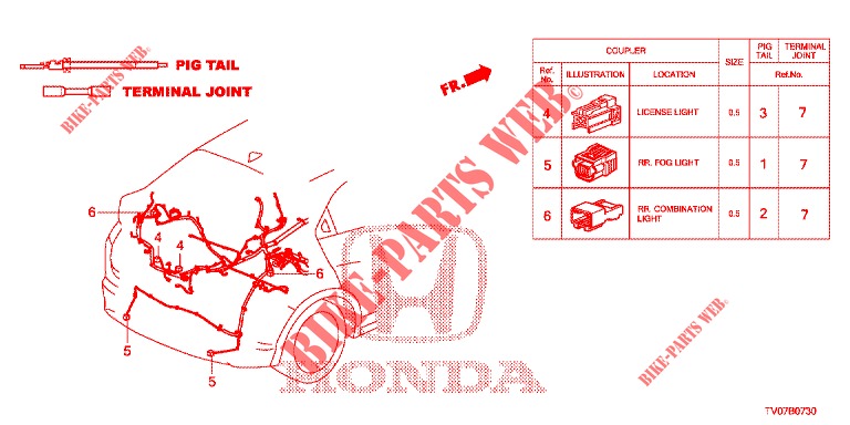ELECTRICAL CONNECTORS (ARRIERE) for Honda CIVIC DIESEL 2.2 ELEGANCE 5 Doors 6 speed manual 2012